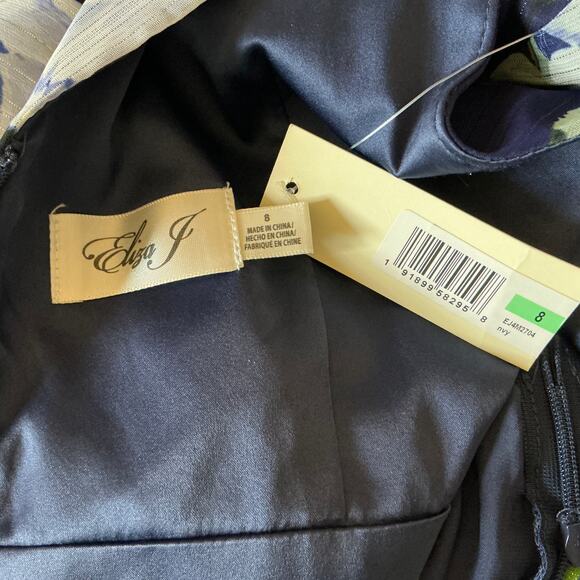 Eliza J Women's Floral Print Chiffon High Low Maxi Dress Blue Size 8 Halter - Picture 11 of 15